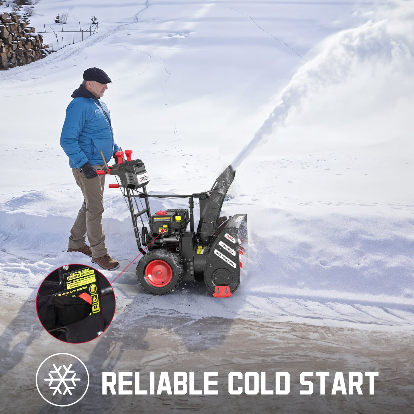 26" 212cc Self-Propelled Gas Snow Blower, AM7019B-W