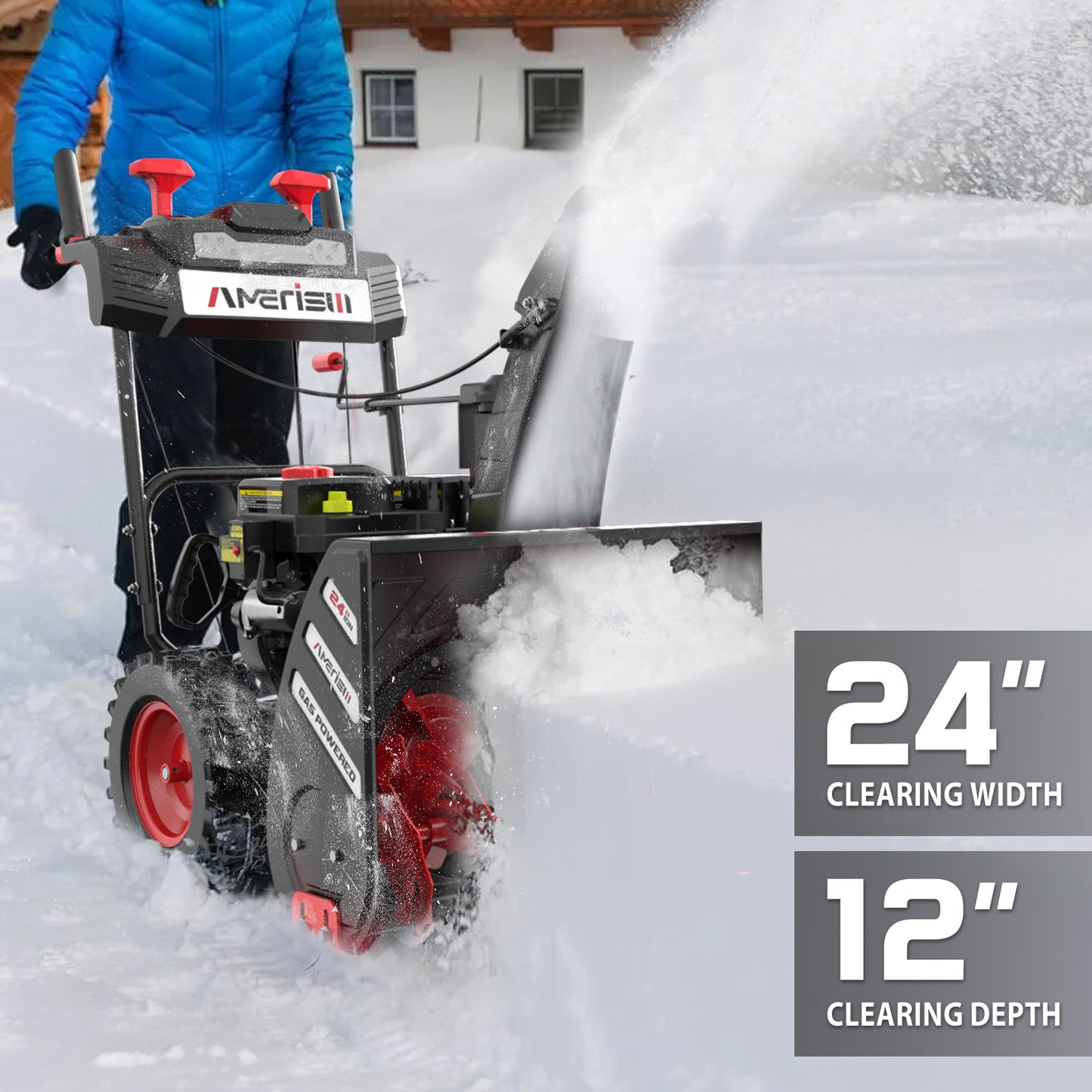 24" 212cc Self-Propelled Gas Snow Blower, AM7019-W