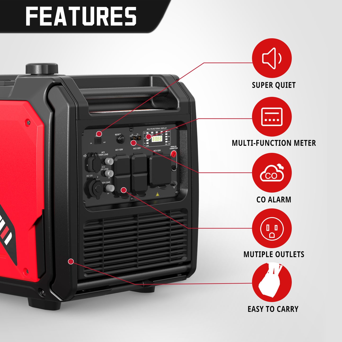 5000W Gas Generator w/ CO Sensor AM5046C